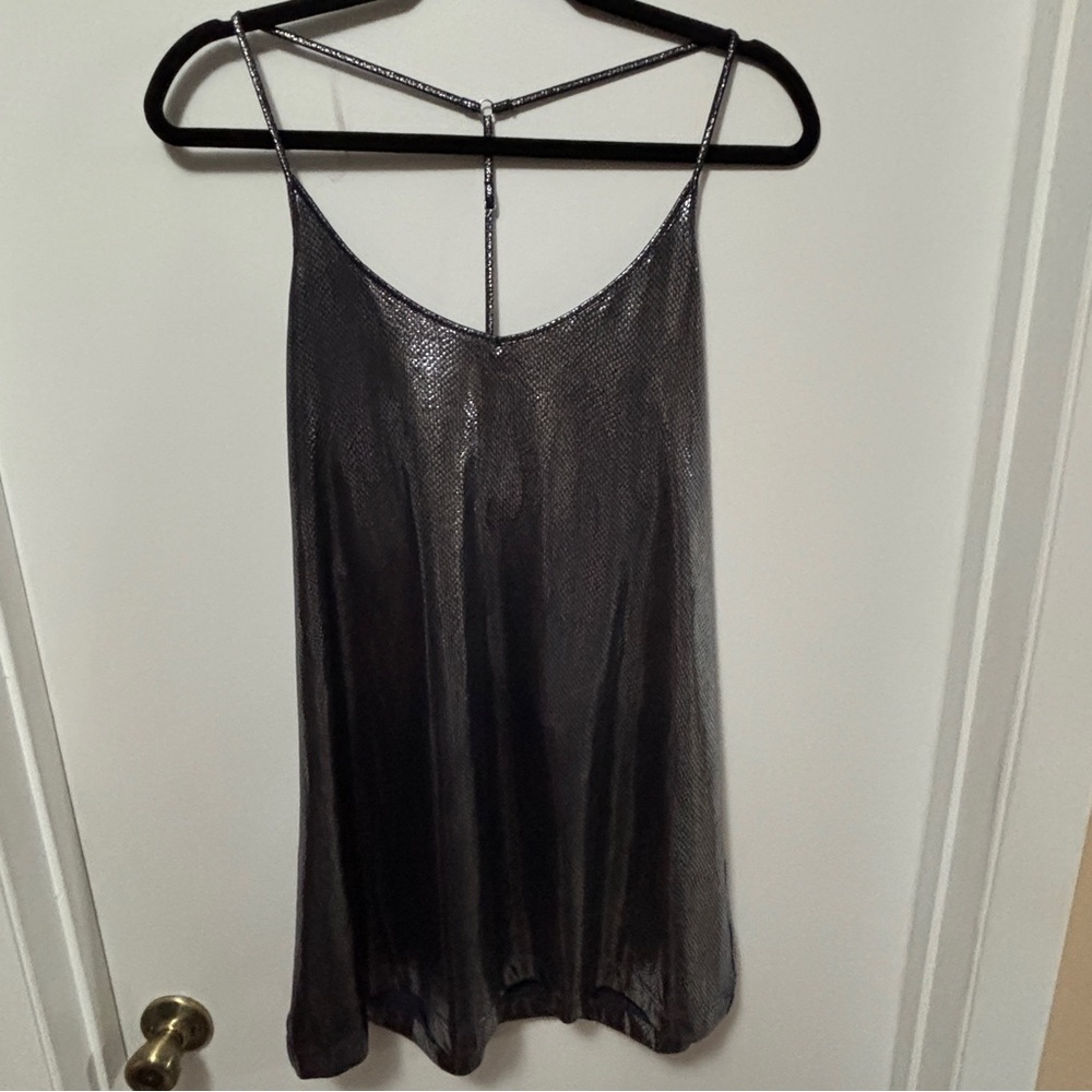 Venus Sz Medium Mini slinky slip bodycon minimalist Dress Shimmer T Back